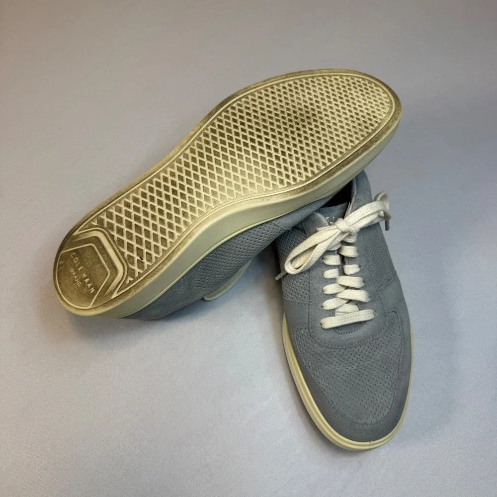 Cole Haan Grand Pro Rally Court Men's 10M Gray Suede Casual Sneakers Shoes EUC